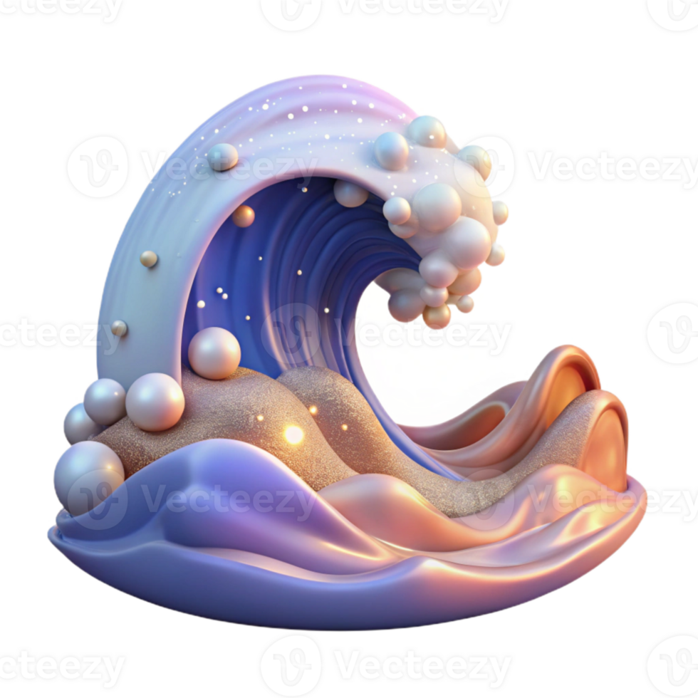 vibrant minimalist Ocean Wave at Sunset Isolated for Romantic Designs detailed png