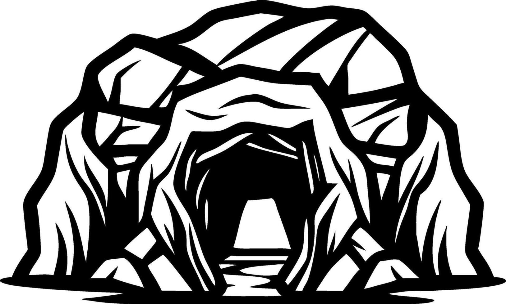Detailed Rock Cave Entrance Illustration for Adventure Themes and Tattoo Designs vector