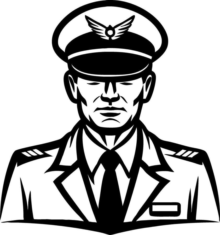 Vintage Pilot Portrait Illustration Classic Aviation Uniform Design vector