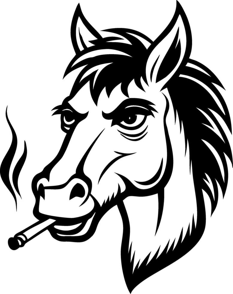 Cool Horse Smoking Cigarette Illustration Perfect for Tattoo Design and Merchandise vector