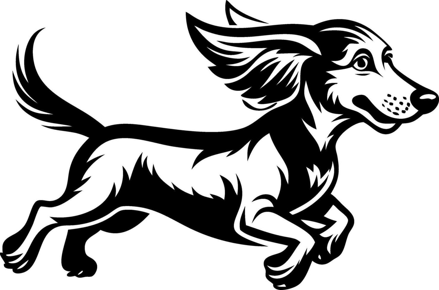 Playful Running Dog Illustration for Tattoo Designs and Coloring Books vector