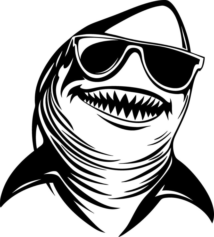 Cool Shark Wearing Sunglasses Illustration for T-Shirt Design and Branding vector
