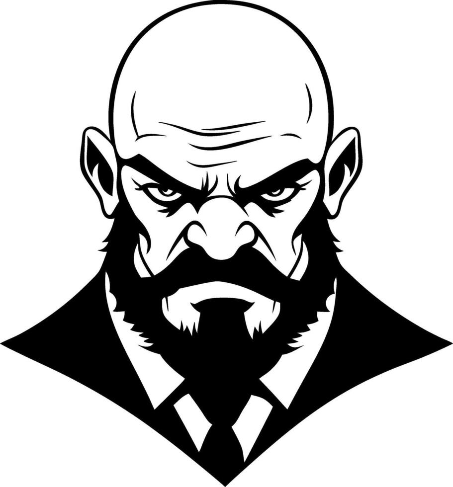 Bold Masculine Faceless Bearded Man Portrait Ideal for Tattoo Design or Graphic Art vector
