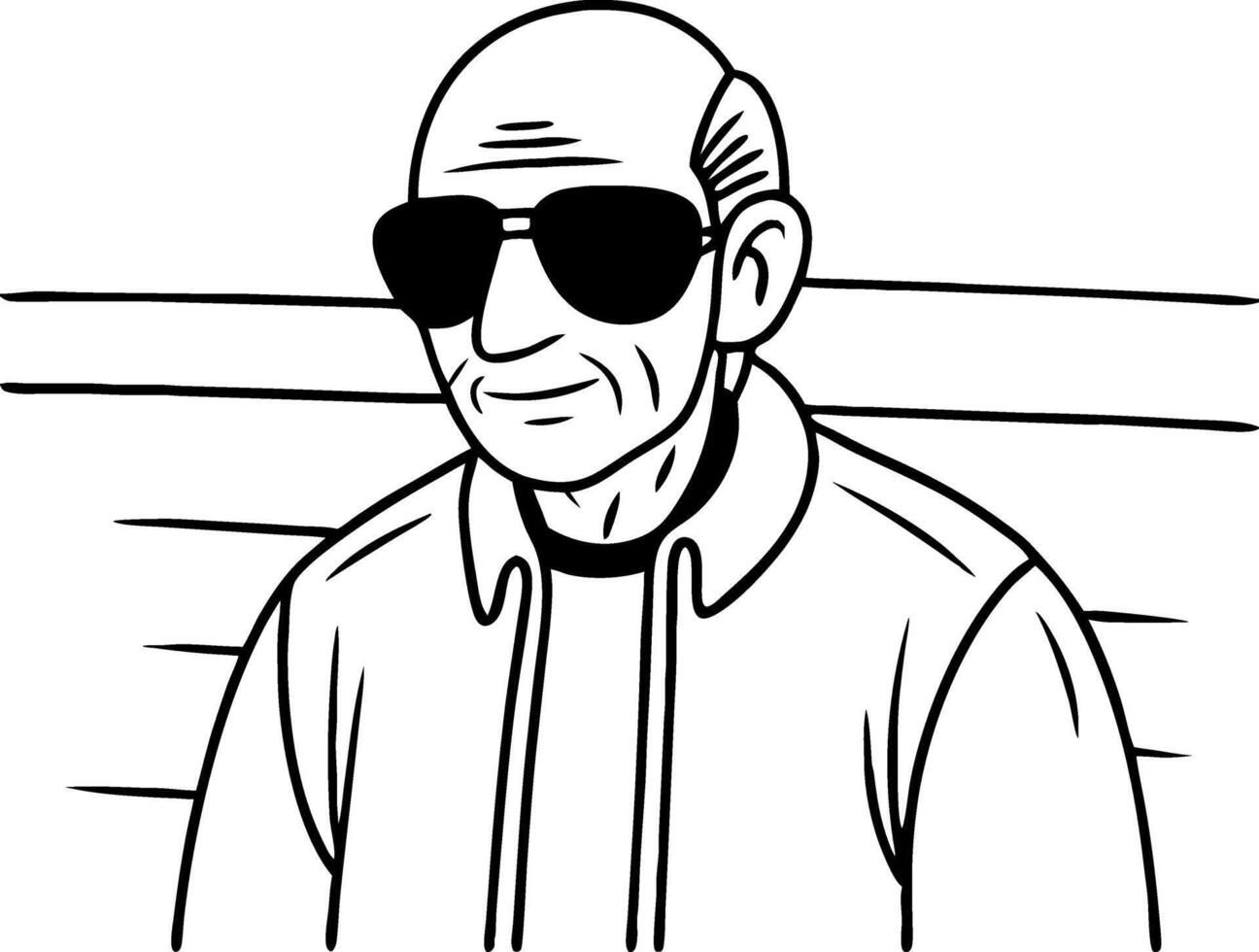 Cool Elderly Man Wearing Sunglasses Sitting on Bench Illustration for Design Projects vector