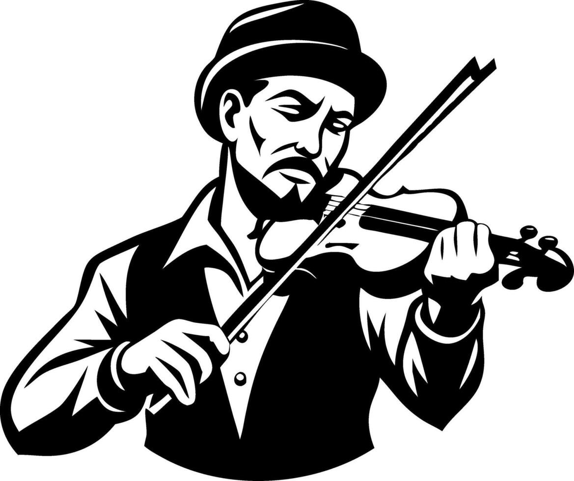 Elegant Violin Player Illustration in Vintage Style Perfect for Music Themes and Decor vector