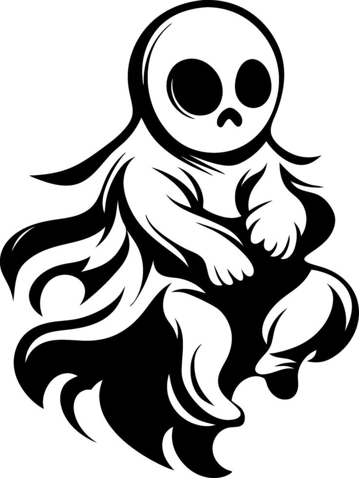Creepy Ghost Character Illustration for Tattoos and Halloween Decor vector