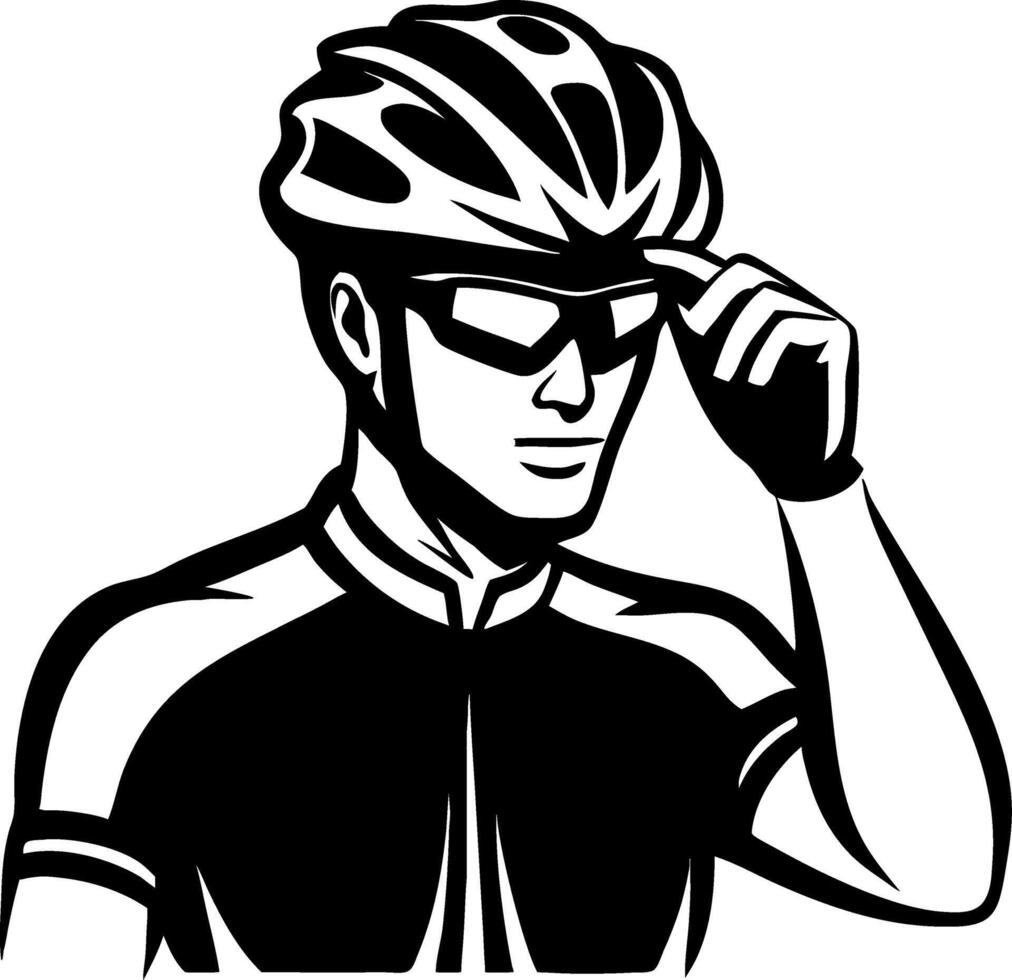 Cyclist Wearing Helmet and Sunglasses Ready for Ride Illustration vector