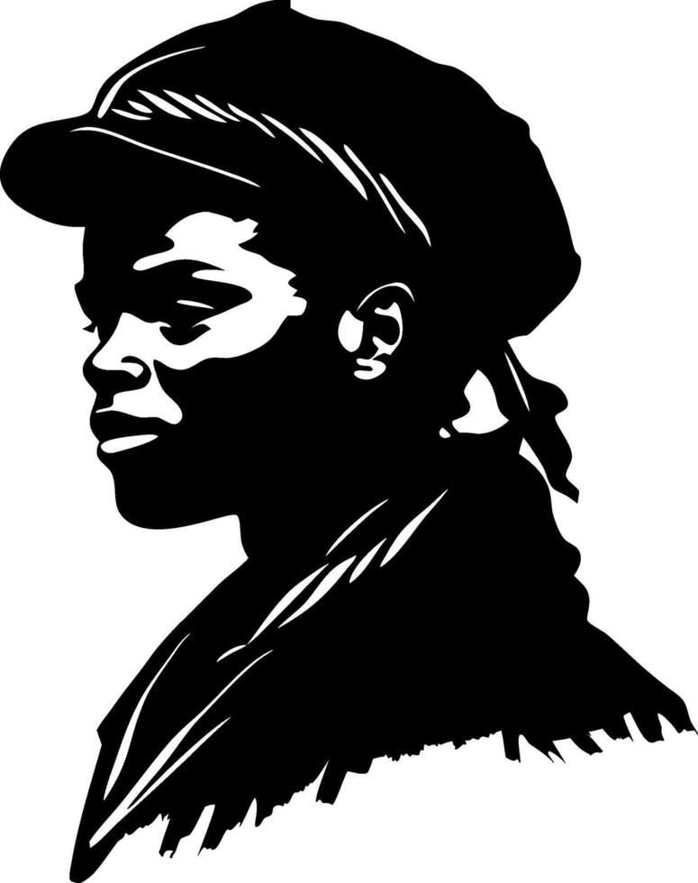 Stylized Silhouette Portrait of a Confident Black Woman in a Hat for Artwork and Design Projects vector