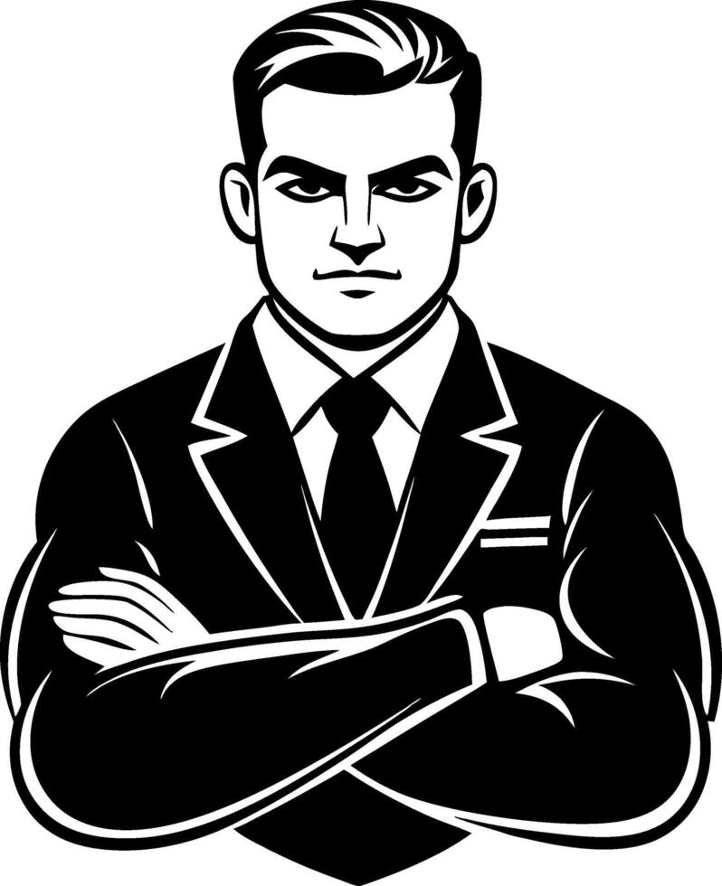 Confident Businessman Strong Pose Professional Attire Illustration vector