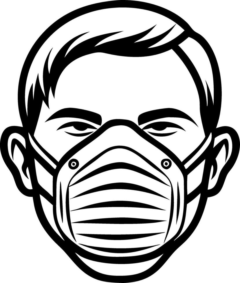 Stylized Male Face Wearing Protective Mask for Health Awareness and Safety Graphics vector