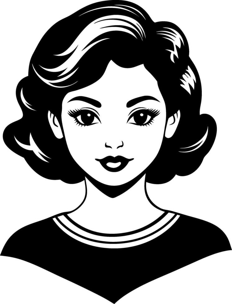 Vintage Female Portrait Elegant Hair and Glamorous Style for Tattoo Design and Art Projects vector