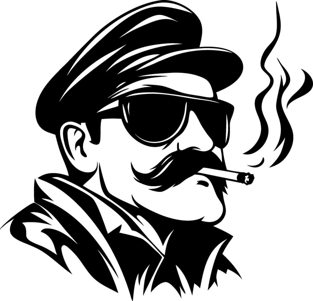 Stylish Man in Sunglasses Smoking a Cigar Vintage Cool Retro Graphic Design vector
