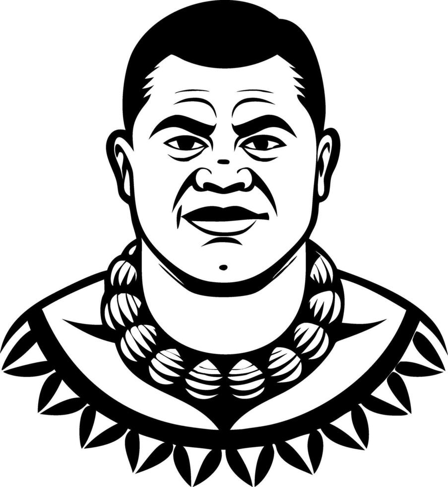 Cultural Portrait of a Pacific Islander with Traditional Necklace for Art and Design Projects vector