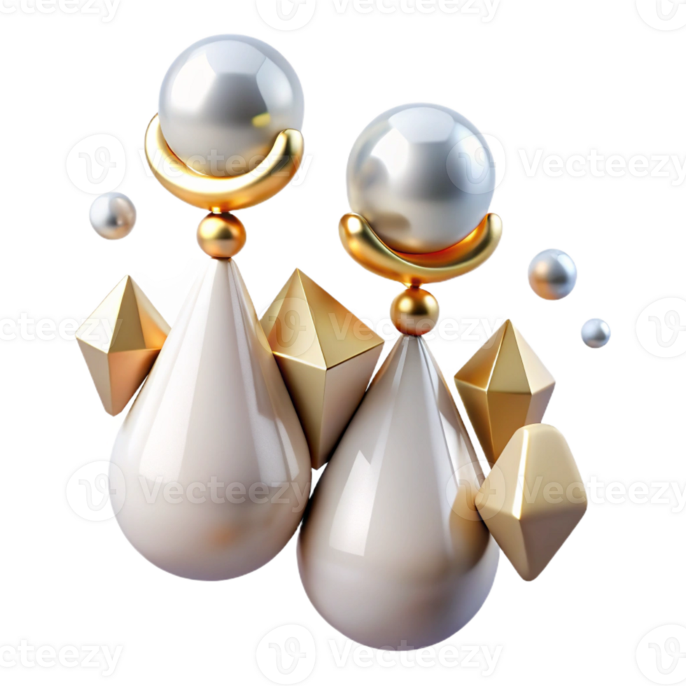 dramatic abstract Pearl Earrings Drop Design Isolated on Transparent Background high resolution png