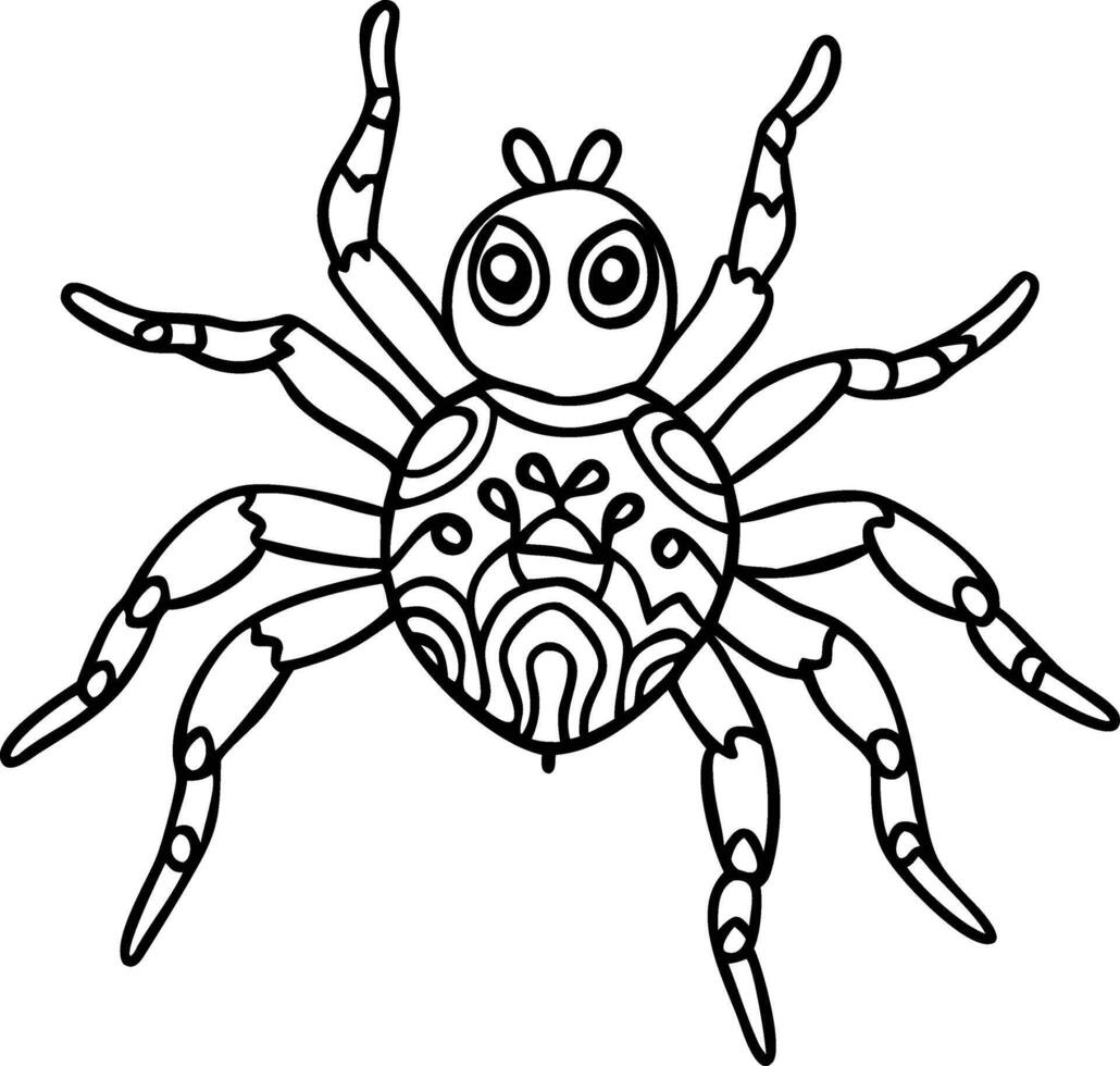 Detailed Intricate Spider Design Ideal for Tattoo Art and Coloring Book Pages vector