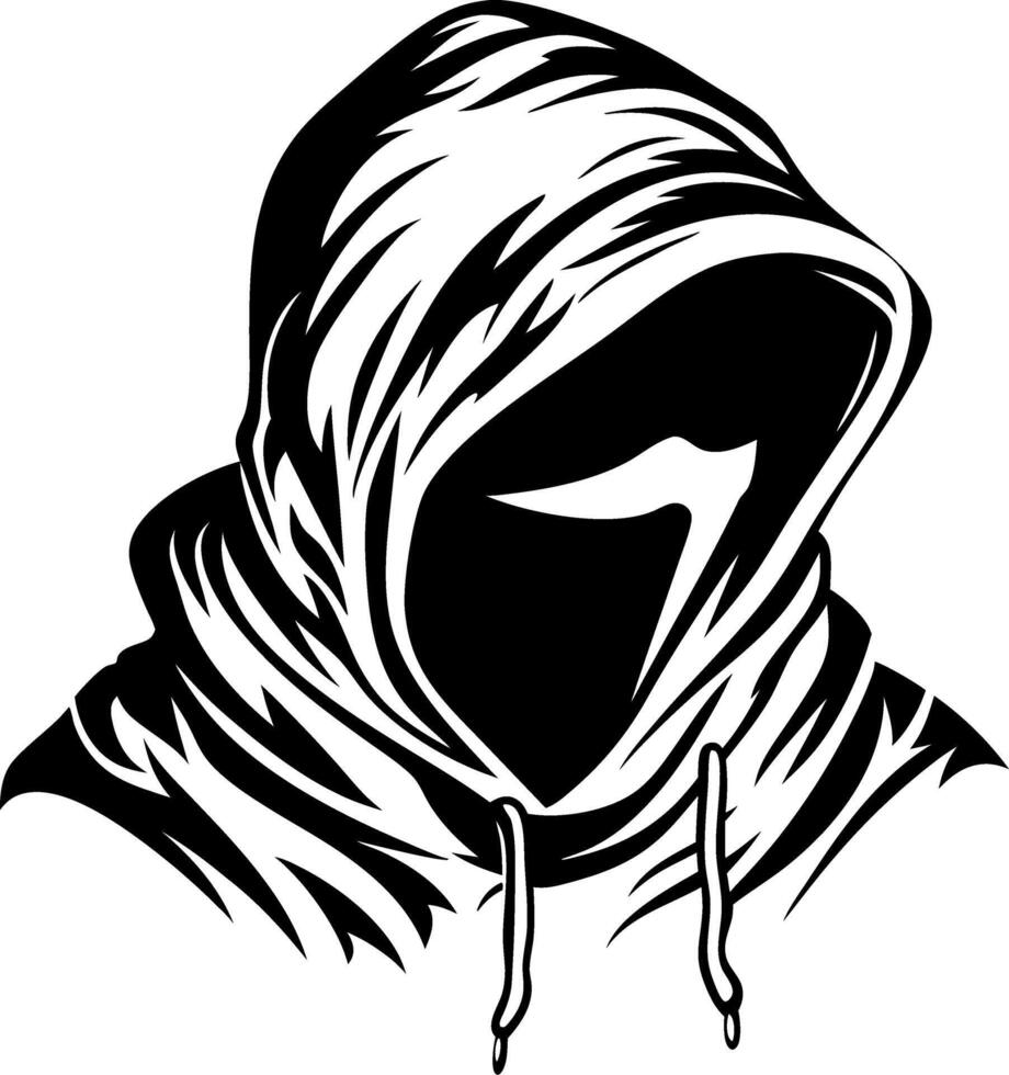 Mysterious Hooded Figure Minimalist Design for Tattoos Graphic Art or Merchandise vector