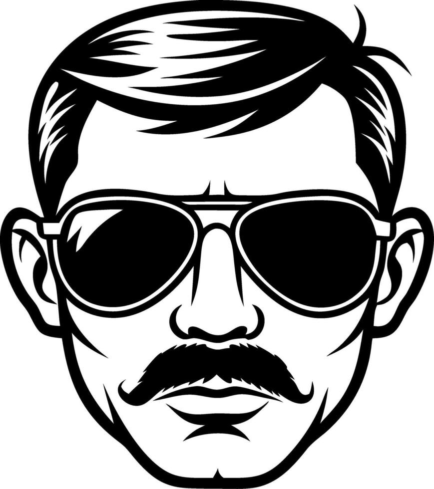 Stylish Vintage Man with Sunglasses and Mustache Illustration for Mens Fashion and Design vector