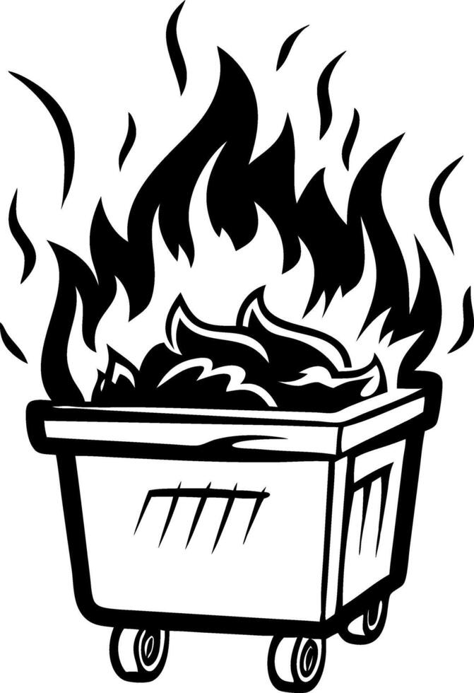 Burning Trash Can with Flames Abstract Illustration for Unique Designs and Creative Projects vector