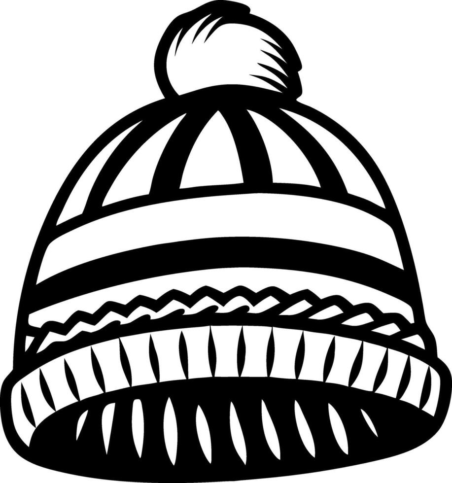 Stylish Knitted Beanie Hat Design for Winter Apparel and Fashion Projects vector