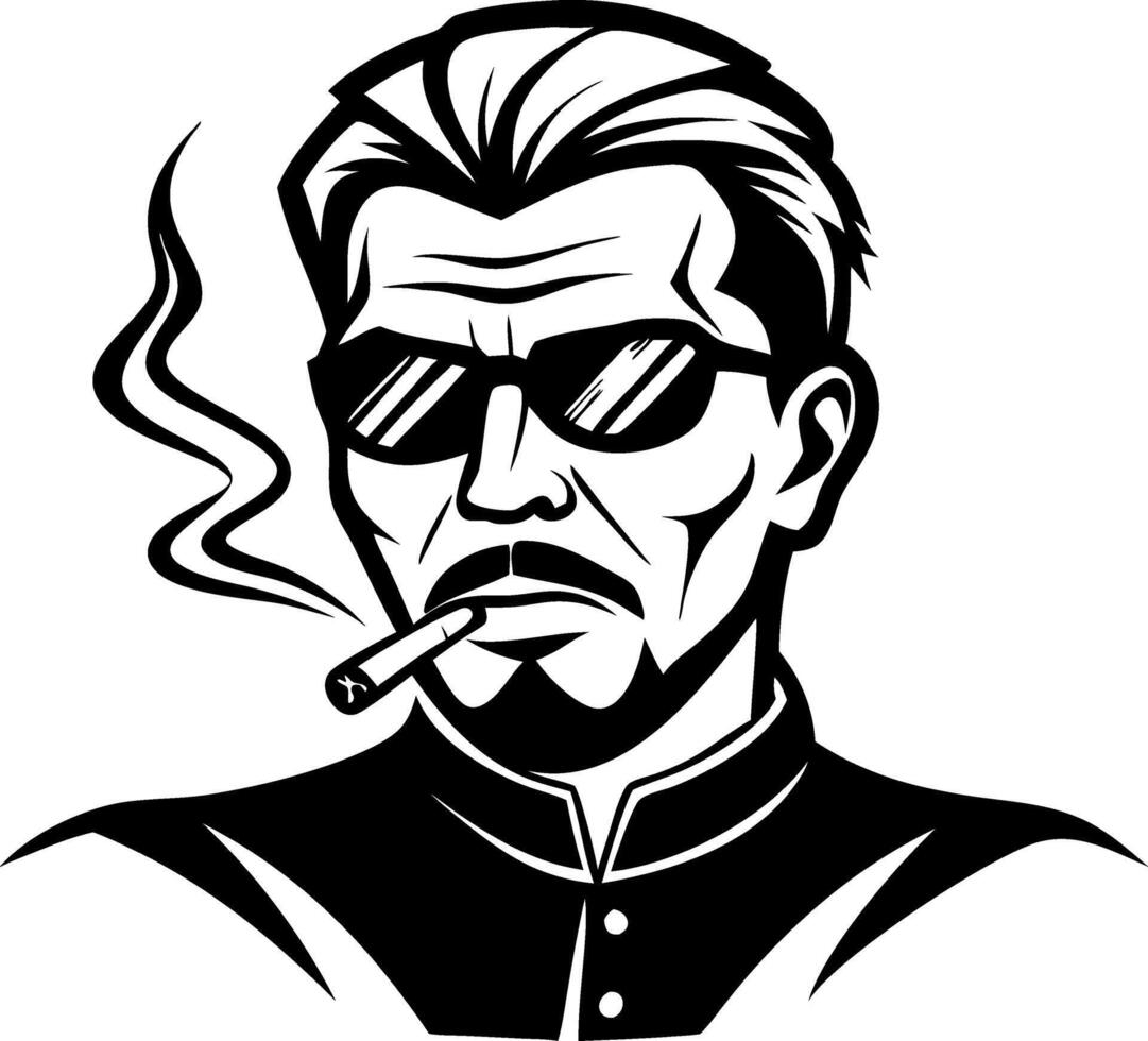Stylish Man with Sunglasses and Cigarette Illustration for Tattoo and Graphic Design vector