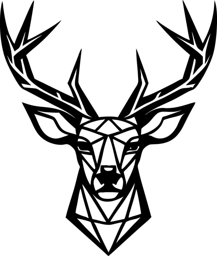 Geometric Black Stag Head Illustration for Modern Art Designs and Tattoo Inspirations vector