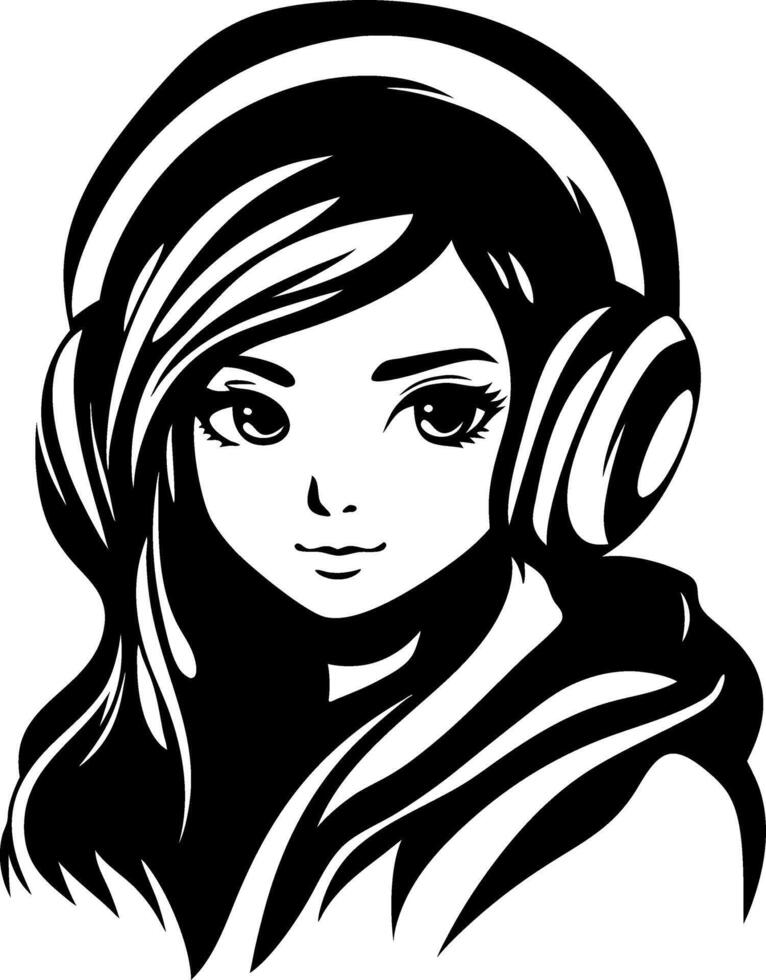 Stylish Anime Girl with Headphones Capturing a Casual Music Vibe for Stylish Designs vector