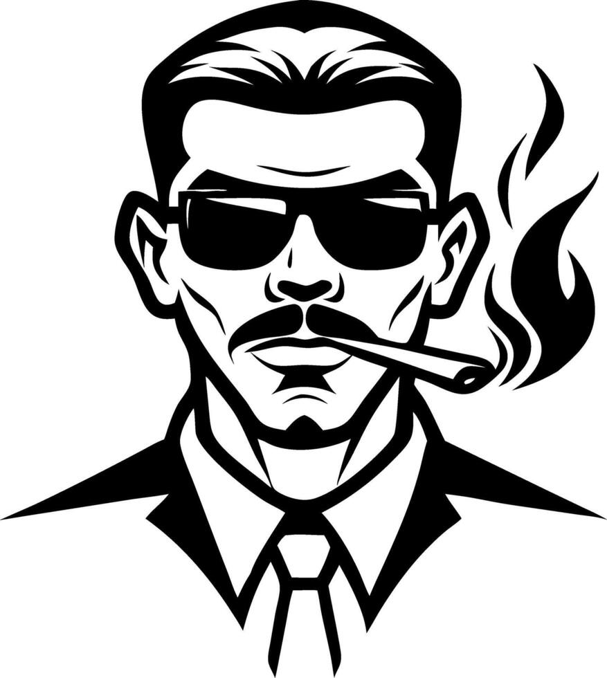 Stylish Cool Man with Sunglasses and Cigar Vintage Illustration for Tattoo Design vector