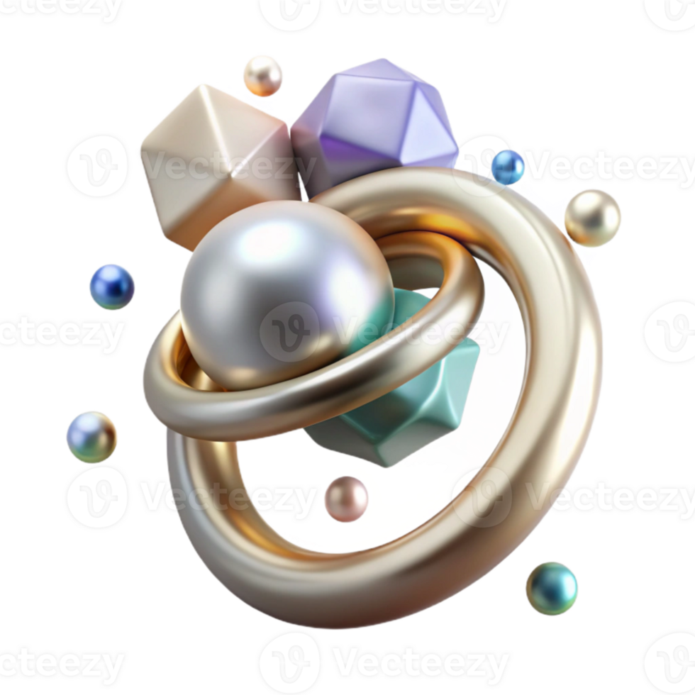 wonderful contemporary Pearl Ring Cocktail Ring Design Isolated on Transparent Background detailed png