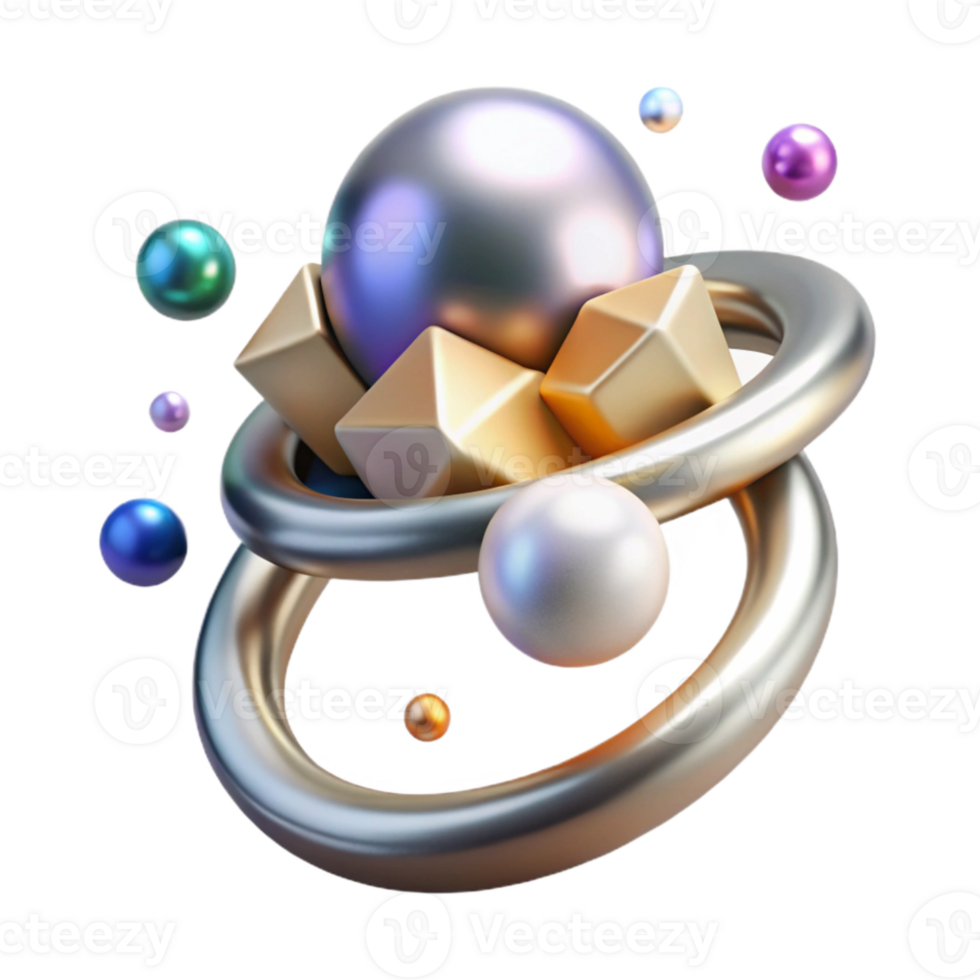 elegant classic Pearl Ring Cocktail Ring Design Isolated on Transparent Background professional png