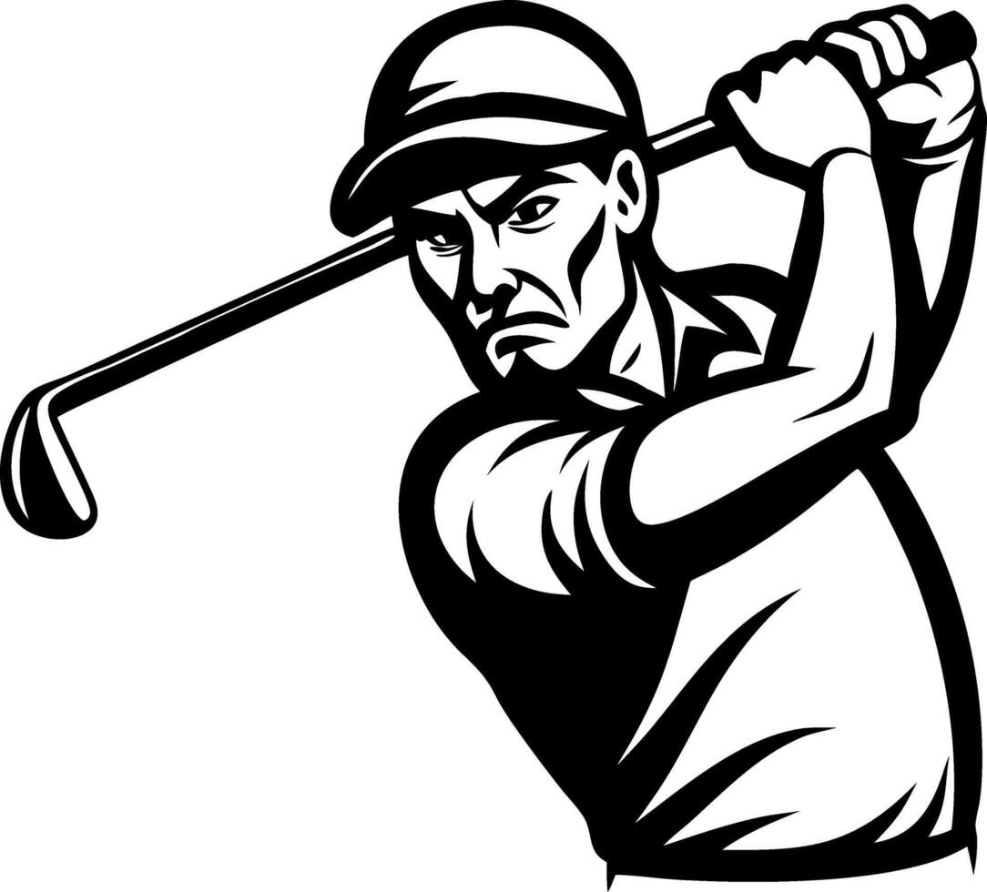 Dynamic Golfer Swinging Golf Club Vintage Style Illustration vector