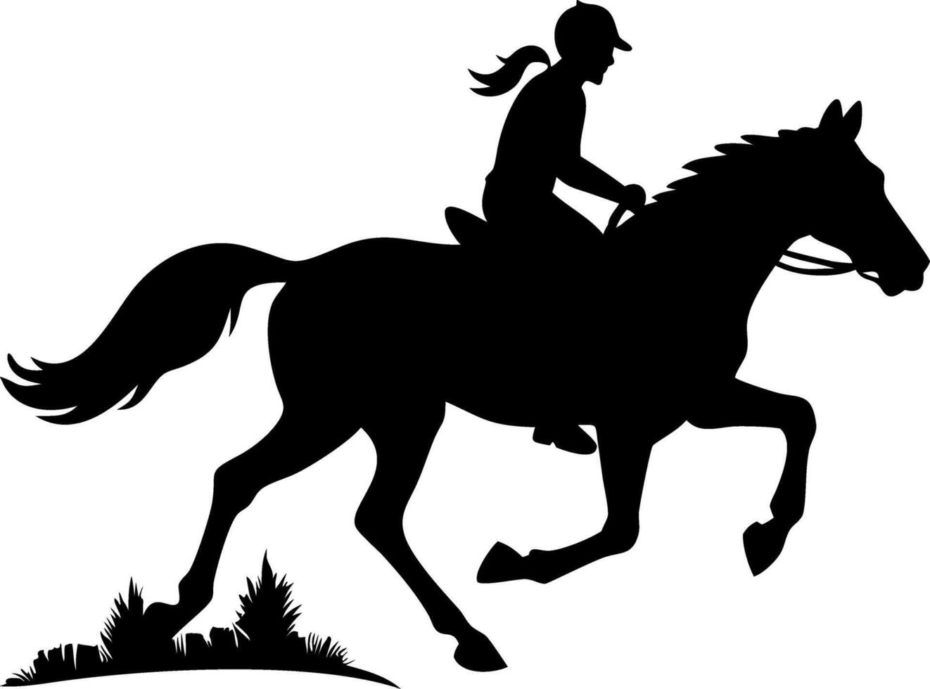 Female Equestrian Riding Horse Silhouette Ideal for Tattoo and Design Projects vector
