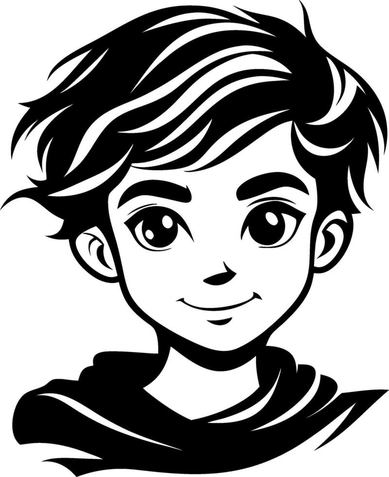 Charming Cartoon Boy Character with Playful Hair and Friendly Smile Suitable for Illustrations vector