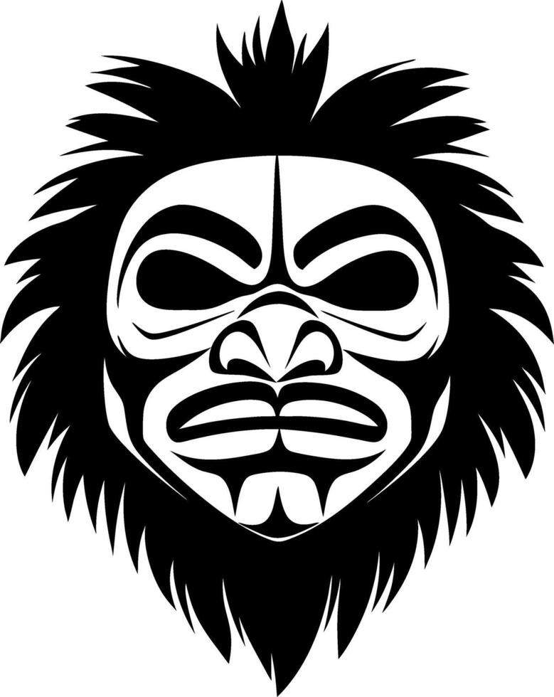 Bold Monochrome Gorilla Mask Illustration Ideal for Tattoo Designs and Graphic Art Projects vector