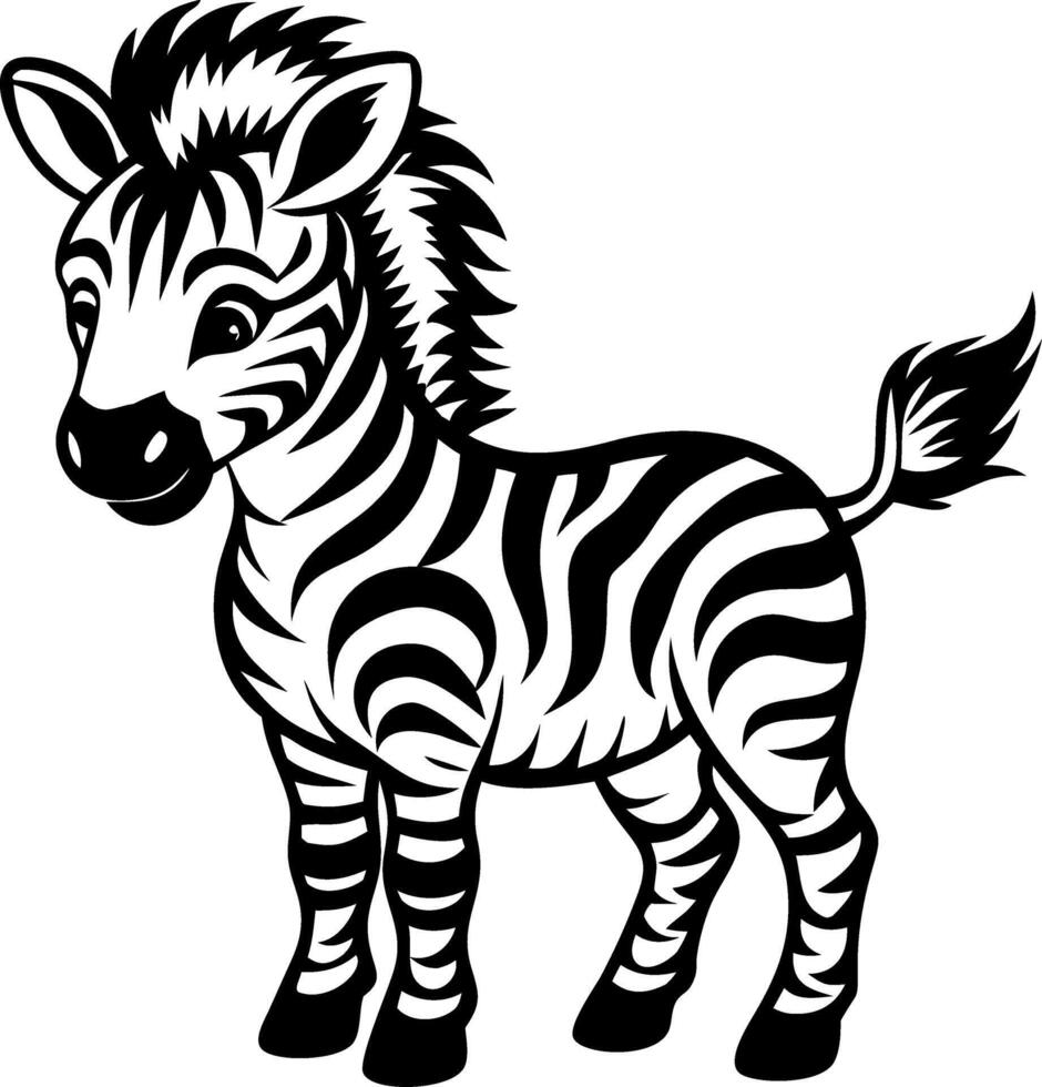 Cute Cartoon Zebra Character Design for Kids Educational Materials and Coloring Books vector