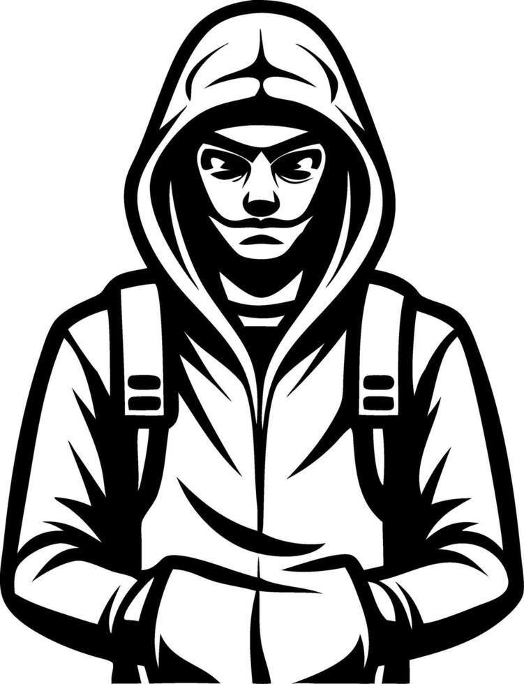 Stealthy Urban Youth in Hoodie Graphic Ideal for Apparel and Street Art Design vector