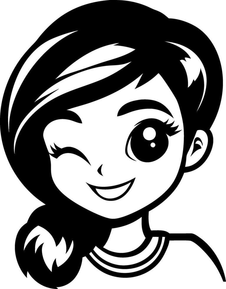 Playful Winking Girl Character Illustration for Coloring Pages and Fun Design Projects vector