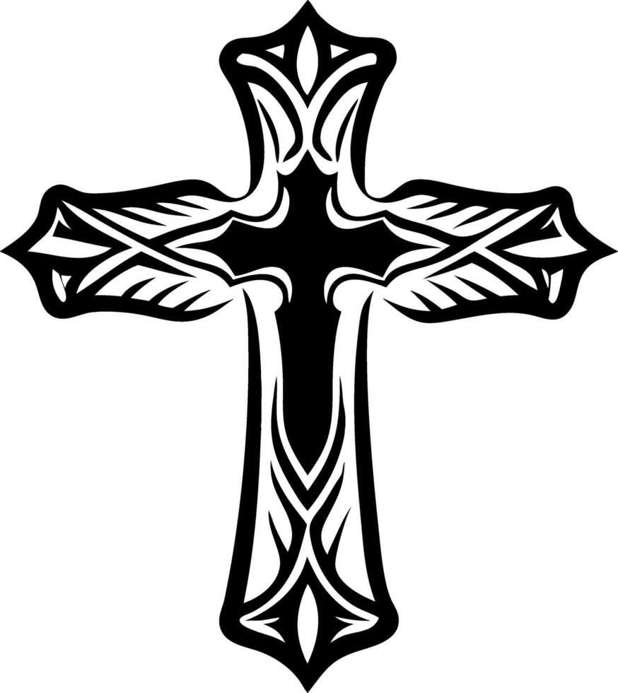 Intricate Tribal Decorative Cross Design for Tattoo Art and Religious Themes vector