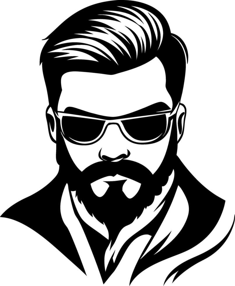 Stylish Bearded Man in Sunglasses Graphic Ideal for Tattoo Design or T-Shirt Printing vector