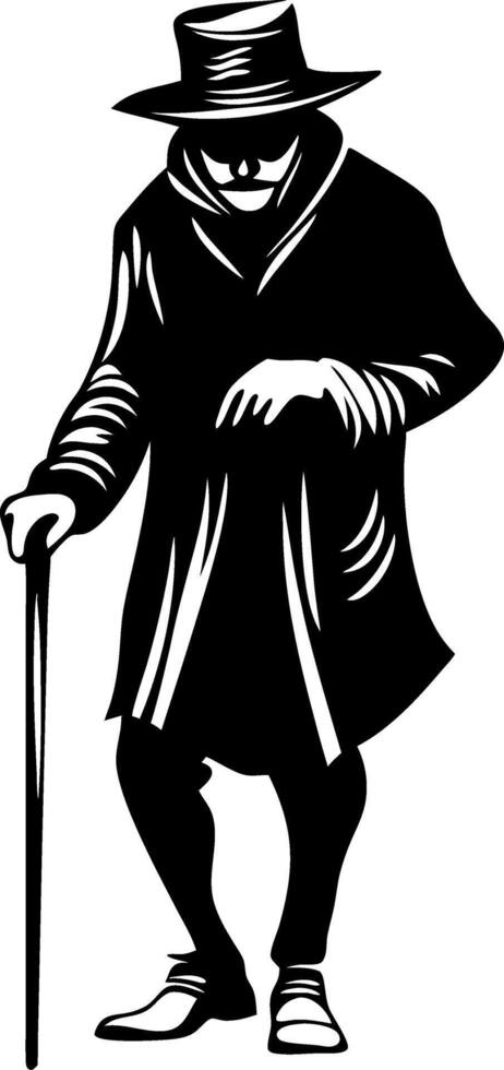 Mysterious Elderly Man Silhouette Vintage Style for Tattoo Design and Graphic Art Projects vector