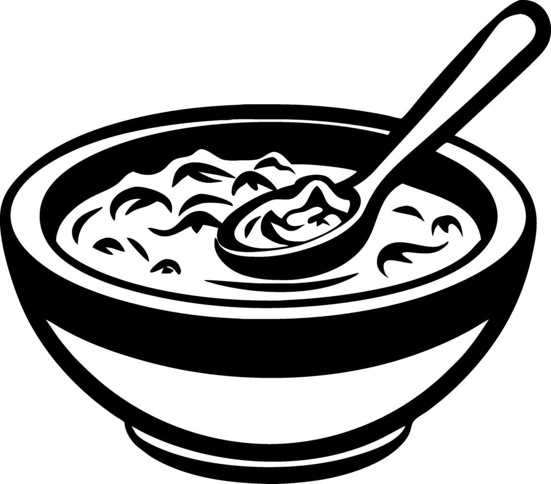 Delicious Bowl of Creamy Oatmeal with Spoon Ideal for Recipe Illustrations and Kitchen Decor vector