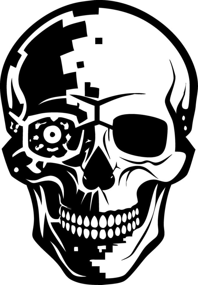 Digital Cybernetic Skull Graphic for Tattoo Design and Art Projects vector
