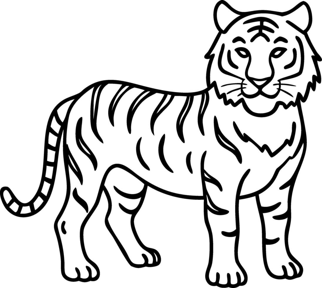 Realistic Tiger Illustration for Coloring Pages and Tattoo Designs vector