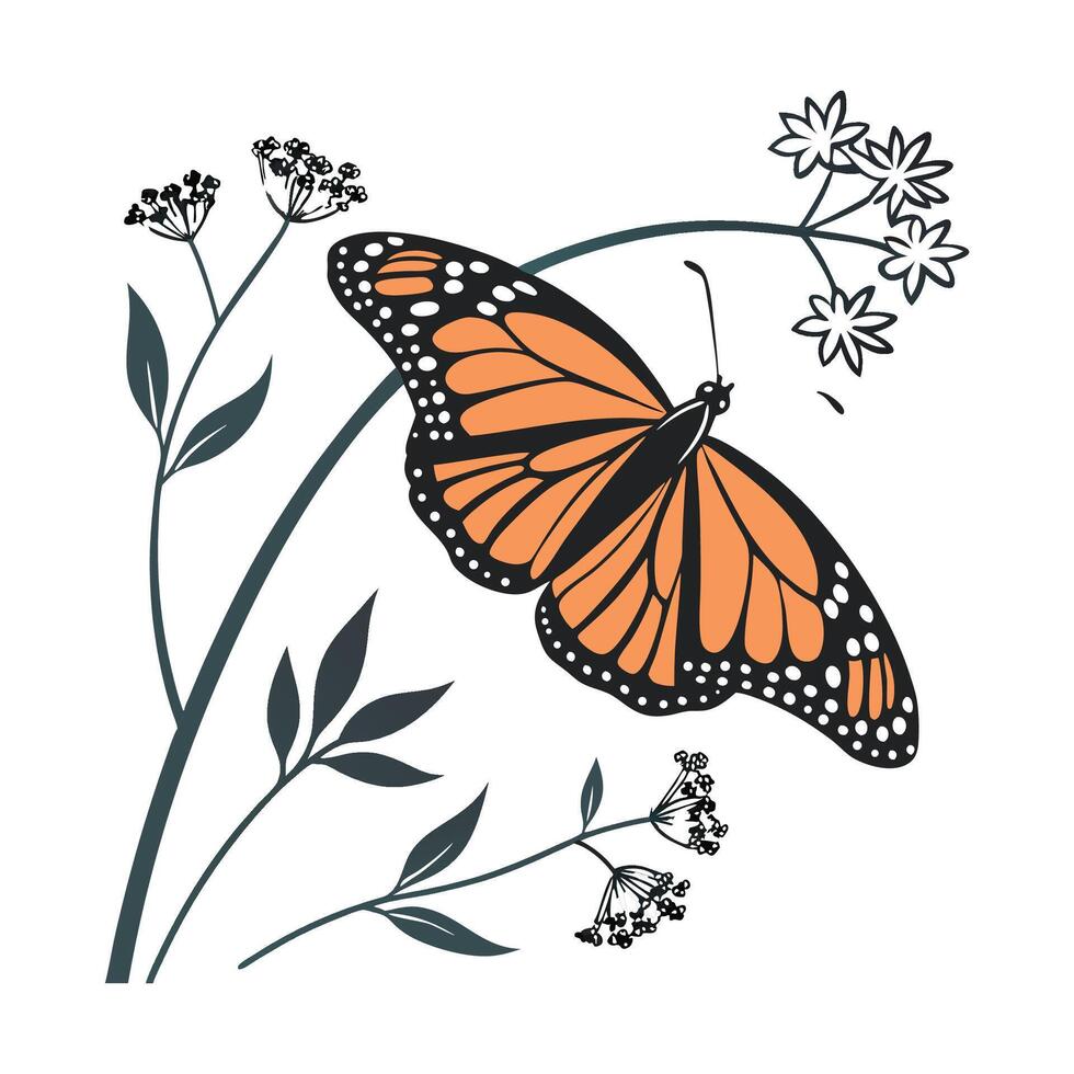 Beautiful Danaus Plexippus Design vector