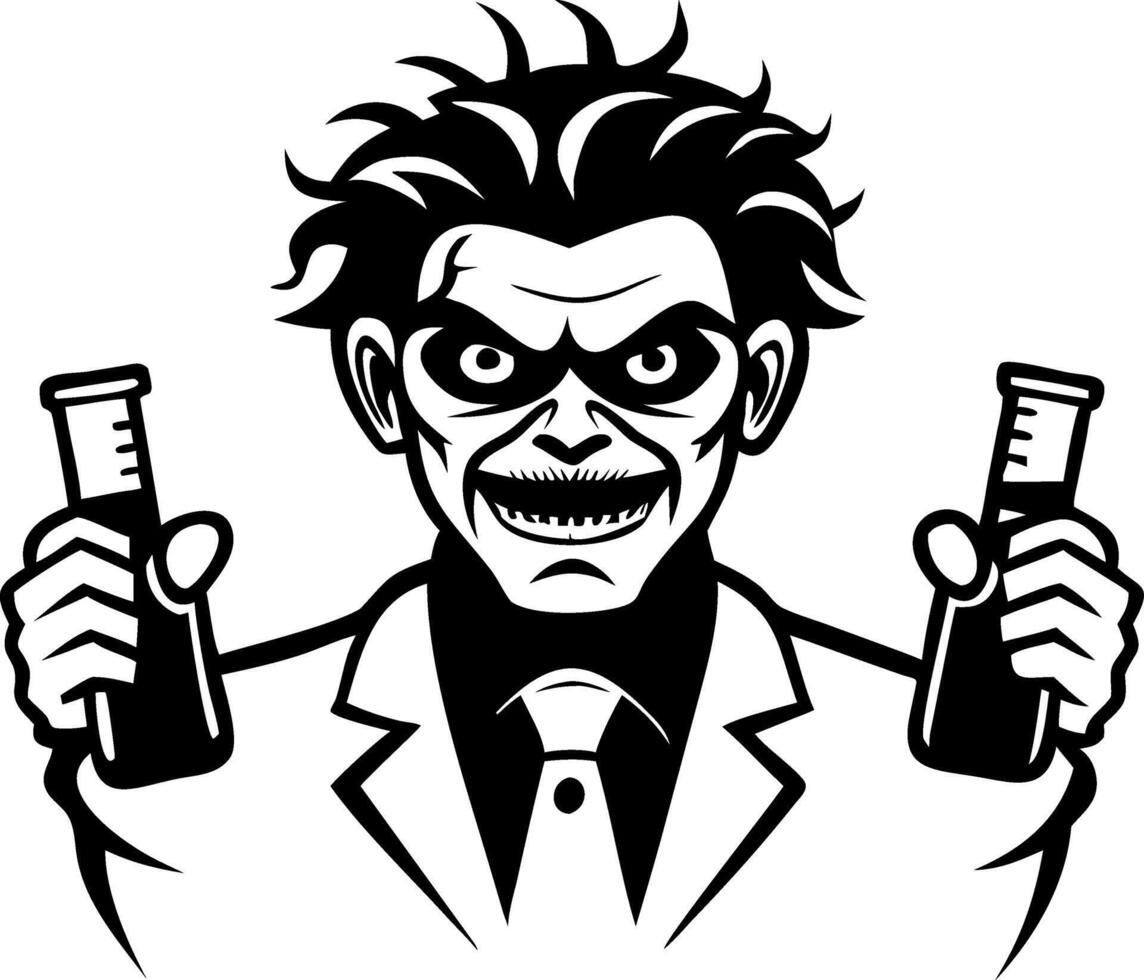 Evil Scientist with Test Tubes Character Design for Halloween Decorations and Merchandise vector