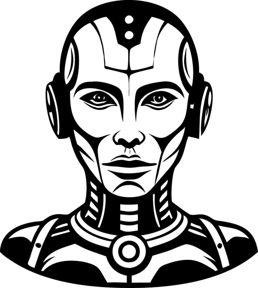 Futuristic Robot Face Graphic Design Ideal for Tattoo and Projects vector