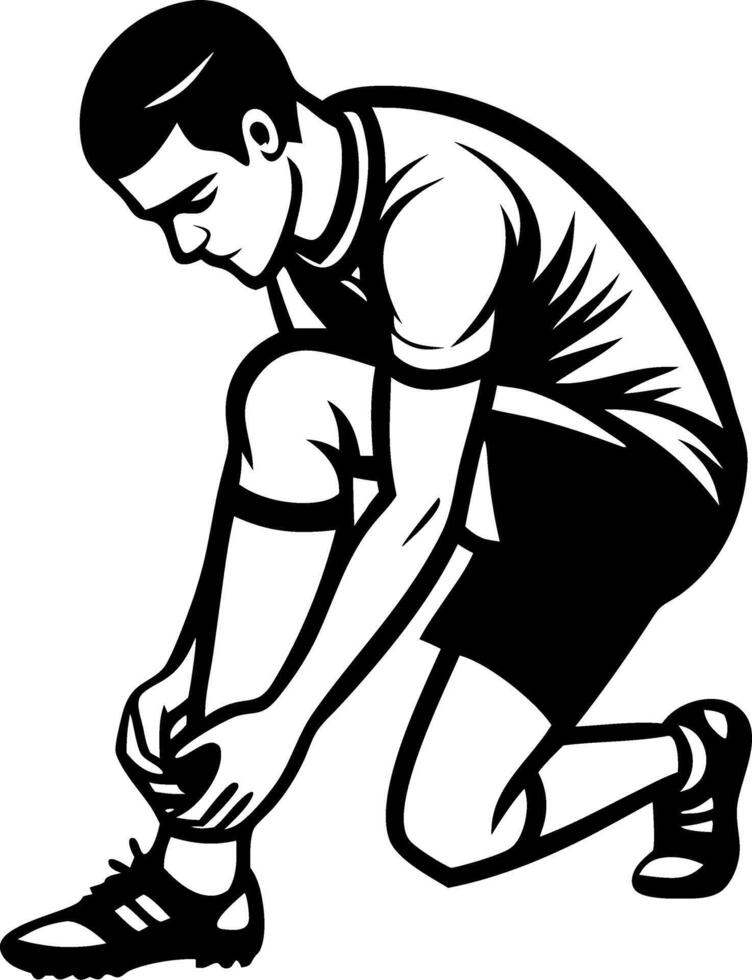 Athlete Tying Shoelaces Stylish Male Figure in Sportswear Preparing for Competition vector