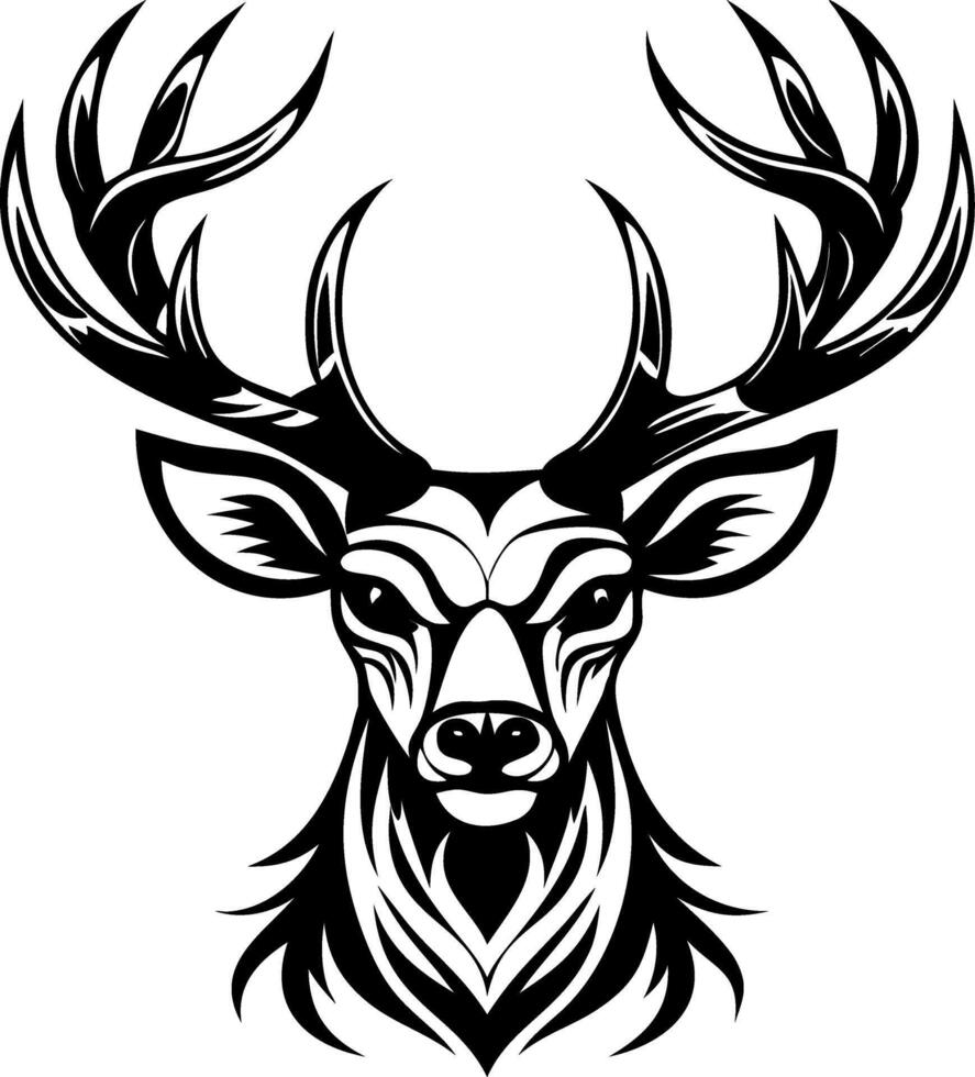 Intricate Stag Head Design for Tattoo and Graphic Art Applications vector