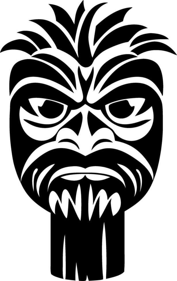 Intricate Carved Maori Mask Design for Tattoo Art and Graphic Illustrations vector