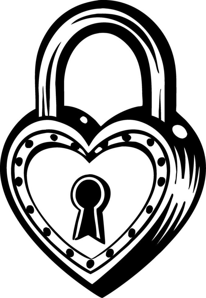 Heart Shaped Padlock Design for Jewelry Tattoos and Decorative Crafts vector