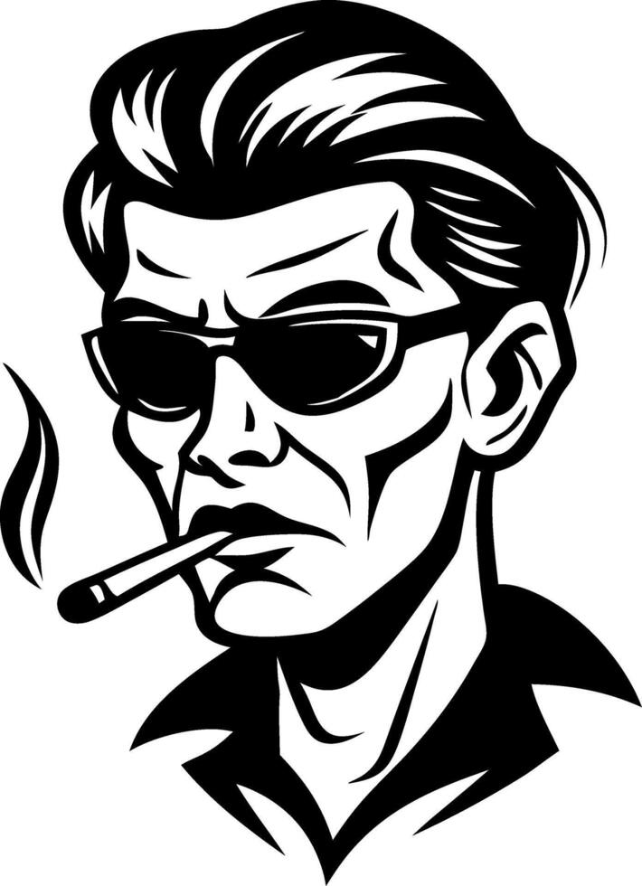 Vintage Cool Male Character with Sunglasses and Cigarette for Tattoo Designs and Illustrations vector